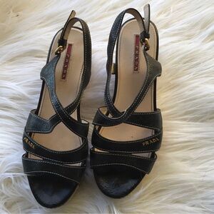 Prada Black Strappy Heels